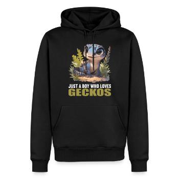 Geckos Gecko - Männer Premium Bio Hoodie - Schwarz - Vorne - Nico (187cm)