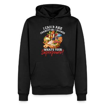 Planche de charcuterie amusante - Sweat à capuche Premium bio Homme - noir - Devant - Nico (187cm)