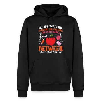 Drôle de professeur d’école d’anglais - Sweat à capuche Premium bio Homme - noir - Devant - Nico (187cm)