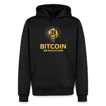 Bitcoin Revolution - Männer Premium Bio Hoodie - Schwarz - Vorne - Nico (187cm)