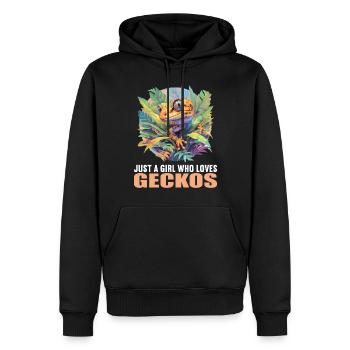 Geckos Gecko - Männer Premium Bio Hoodie - Schwarz - Vorne - Nico (187cm)