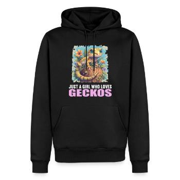 Geckos Gecko - Männer Premium Bio Hoodie - Schwarz - Vorne - Nico (187cm)