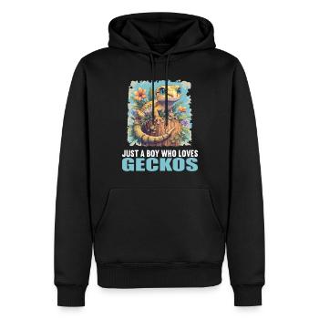 Geckos Gecko - Männer Premium Bio Hoodie - Schwarz - Vorne - Nico (187cm)