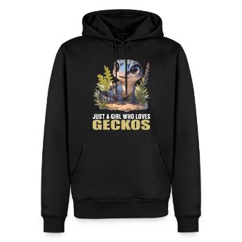 Geckos Gecko - Männer Premium Bio Hoodie - Schwarz - Vorne - Nico (187cm)