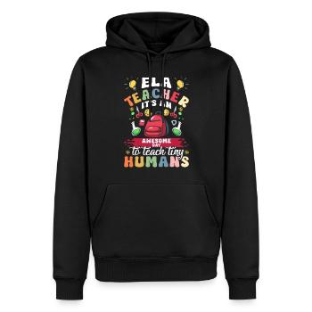 Drôle de professeur d’école d’anglais - Sweat à capuche Premium bio Homme - noir - Devant - Nico (187cm)