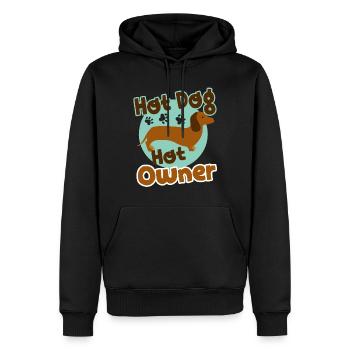 Hot Dachshund Hot Dog Hot Owner - Men’s Premium Organic Hoodie - black - Front - Nico (187cm)
