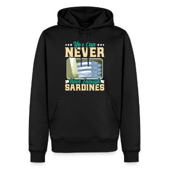 Sardines, Pêche, Poisson - Sweat à capuche Premium bio Homme - noir - Devant - Nico (187cm)