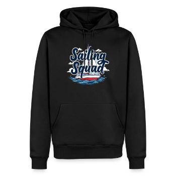 Sailing Squad – Maritimes Design für Segelfans - Männer Premium Bio Hoodie - Schwarz - Vorne - Nico (187cm)