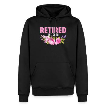 Retired Est 2025 drôle floral retraite femme - Sweat à capuche Premium bio Homme - noir - Devant - Nico (187cm)
