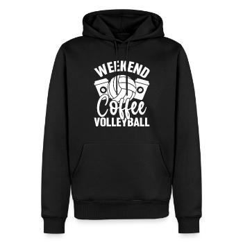 Week-end café volley-ball bosse ensemble Spike - Sweat à capuche Premium bio Homme - noir - Devant - Nico (187cm)