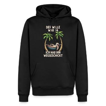 paresseux disant lève-tard déclaration bureau fatigué - Sweat à capuche Premium bio Homme - noir - Devant - Nico (187cm)