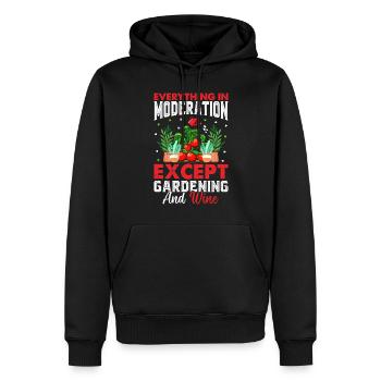 Everything In Moderation Except Gardening and Wine - Men’s Premium Organic Hoodie - black - Front - Nico (187cm)