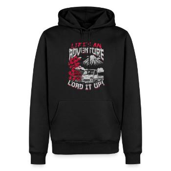 Kei Truck La vie est une aventure Chargez-le - Sweat à capuche Premium bio Homme - noir - Devant - Nico (187cm)