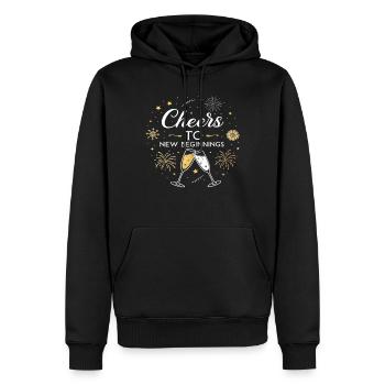 Cheers to New Beginnings – Festliches Silvester - Männer Premium Bio Hoodie - Schwarz - Vorne - Nico (187cm)