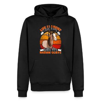 Chèvre Nubienne, éleveur de chèvres - Sweat à capuche Premium bio Homme - noir - Devant - Nico (187cm)