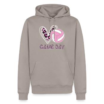 Spieltag Volleyball Lustige Beule Set Spike - Männer Premium Bio Hoodie - Taupe - Vorne - Nico (187cm)
