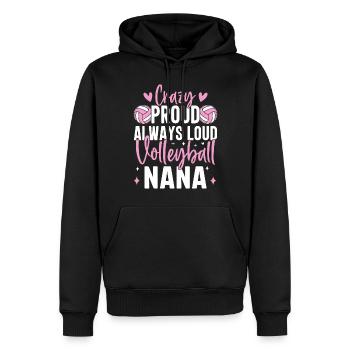 Fou Fier Toujours Fort Drôle Mamie Volley-ball - Sweat à capuche Premium bio Homme - noir - Devant - Nico (187cm)