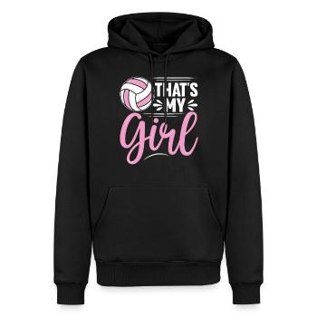 Das ist mein Mädchen Volleyball Bump Set Spike - Männer Premium Bio Hoodie - Schwarz - Vorne - Nico (187cm)