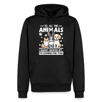 Drôle Sauver les animaux Refuge pour animaux de compagnie Sauvetage Famille d’accueil - Sweat à capuche Premium bio Homme - noir - Devant - Nico (187cm)