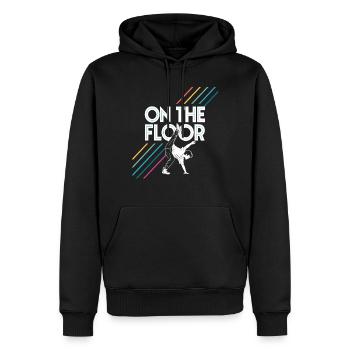 Sur le sol - Conception Breakdance Cool - Sweat à capuche Premium bio Homme - noir - Devant - Nico (187cm)