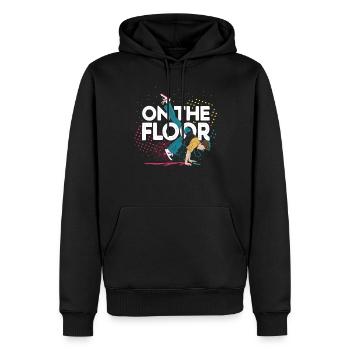 Sur le sol - Conception Breakdance Cool - Sweat à capuche Premium bio Homme - noir - Devant - Nico (187cm)