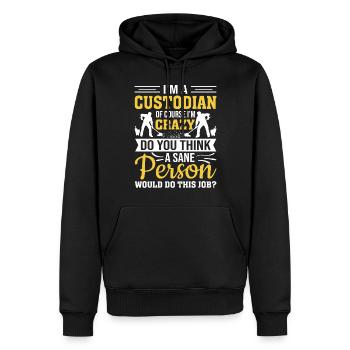 Ich bin ein Hausmeister Lustiges Schulputzmädchen - Männer Premium Bio Hoodie - Schwarz - Vorne - Nico (187cm)