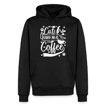 Chats Jardinage Café - Jardinage Filles Hobby - Sweat à capuche Premium bio Homme - noir - Devant - Nico (187cm)
