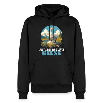 oies oies - Sweat à capuche Premium bio Homme - noir - Devant - Nico (187cm)