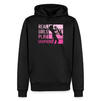 Saxophone Rétro Vintage Real Girls - Sweat à capuche Premium bio Homme - noir - Devant - Nico (187cm)