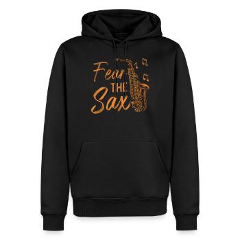 Saxophones Pun Fear The Sax - Men’s Premium Organic Hoodie - black - Front - Nico (187cm)