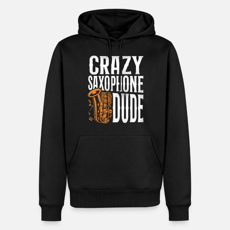 Saxophone Crazy Saxophone Dude - Sweat à capuche Premium bio Homme - noir