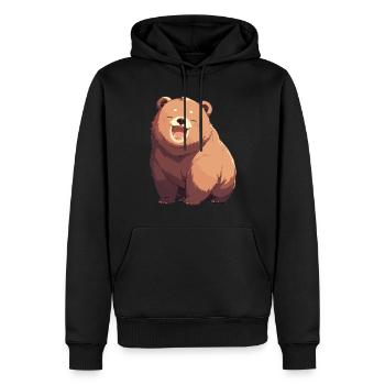 Grizzlis Ours grizzly - Sweat à capuche Premium bio Homme - noir - Devant - Nico (187cm)