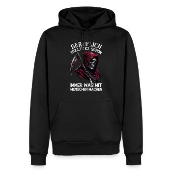 Sarcastique Grande Faucheuse Humour noir Noir - Sweat à capuche Premium bio Homme - noir - Devant - Nico (187cm)