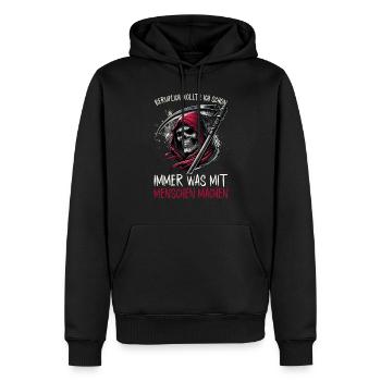 Sarcastique Grande Faucheuse Humour noir Noir - Sweat à capuche Premium bio Homme - noir - Devant - Nico (187cm)