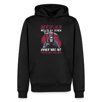 Sarcastique Grande Faucheuse Humour noir Noir - Sweat à capuche Premium bio Homme - noir - Devant - Nico (187cm)