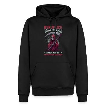 Sarcastique Grande Faucheuse Humour noir Noir - Sweat à capuche Premium bio Homme - noir - Devant - Nico (187cm)