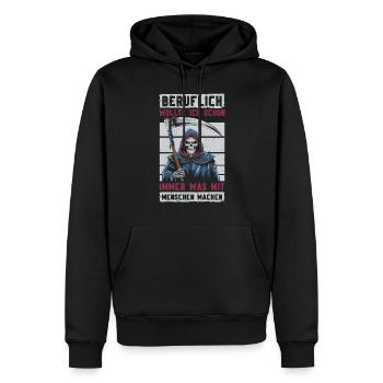Sarcastique Grande Faucheuse Humour noir Noir - Sweat à capuche Premium bio Homme - noir - Devant - Nico (187cm)