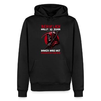 Sarcastique Grande Faucheuse Humour noir Noir - Sweat à capuche Premium bio Homme - noir - Devant - Nico (187cm)