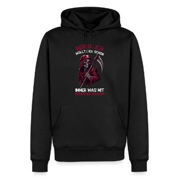 Sarcastique Grande Faucheuse Humour noir Noir - Sweat à capuche Premium bio Homme - noir - Devant - Nico (187cm)