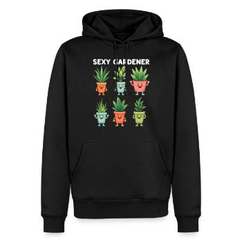 Amoureux des plantes Jardinage drôle - Jardinier sexy - Sweat à capuche Premium bio Homme - noir - Devant - Nico (187cm)
