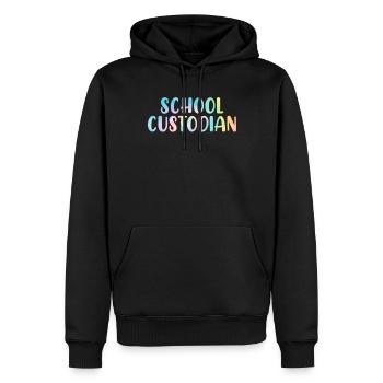 Concierge d’école Nettoyage Concierge Tie Dye - Sweat à capuche Premium bio Homme - noir - Devant - Nico (187cm)
