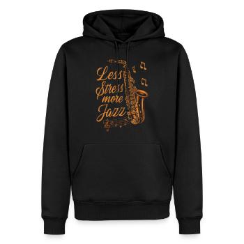 Saxophone Less Stress More Jazz - Männer Premium Bio Hoodie - Schwarz - Vorne - Nico (187cm)
