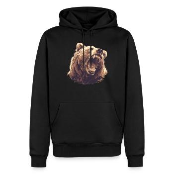 Grizzlis Ours grizzly - Sweat à capuche Premium bio Homme - noir - Devant - Nico (187cm)