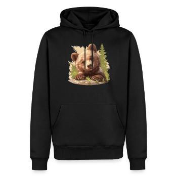 Grizzlis Ours grizzly - Sweat à capuche Premium bio Homme - noir - Devant - Nico (187cm)