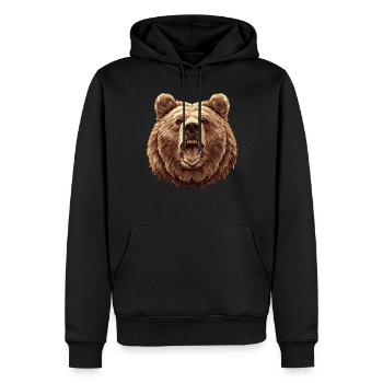 Grizzlis Ours grizzly - Sweat à capuche Premium bio Homme - noir - Devant - Nico (187cm)