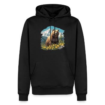 Grizzlis Ours grizzly - Sweat à capuche Premium bio Homme - noir - Devant - Nico (187cm)