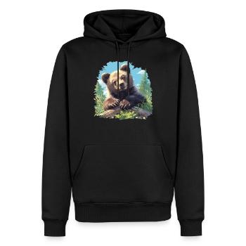 Grizzlis Ours grizzly - Sweat à capuche Premium bio Homme - noir - Devant - Nico (187cm)