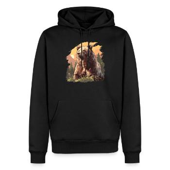Grizzlis Ours grizzly - Sweat à capuche Premium bio Homme - noir - Devant - Nico (187cm)