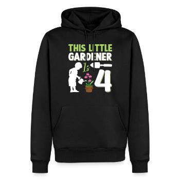 Hobby Jardinier Enfants Jardinage 4ème Anniversaire - Sweat à capuche Premium bio Homme - noir - Devant - Nico (187cm)