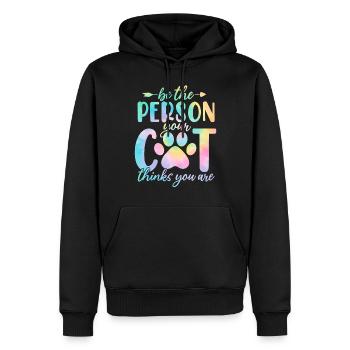 Seien Sie die Person, für die Ihr Hund Sie hält Katzen-Batikfarbe - Männer Premium Bio Hoodie - Schwarz - Vorne - Nico (187cm)